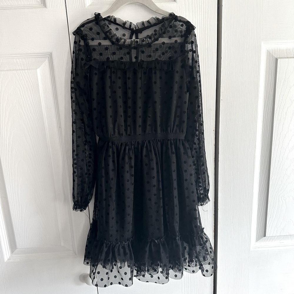 Bcbg girls black polka dot Wednesday dress girls size 6x